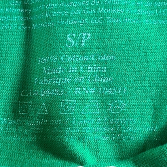 Gas Monkey Garage green black pull-over short-sleeved tee shirt with big logo - Picture 6 of 7